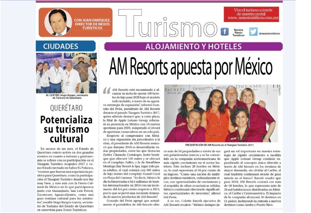 “Colaboré como columnista en la sección de Turismo del periódico El Sol de México"