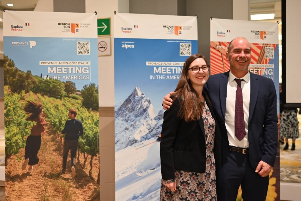 Mélanie Berlín, Directora de la Oficina de Turismo de Atout France en México y Loïc Chovelon, Director de la Oficina de Turismo de Provenza-Alpes-Costa Azul.