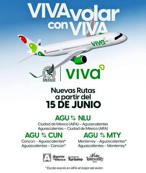 Nuevas rutas de Viva a partir del 15 de junio.