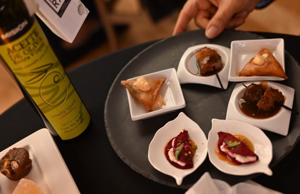 Mezze Mexi-Terranéennes que se degustaron durante la velada en Almara.